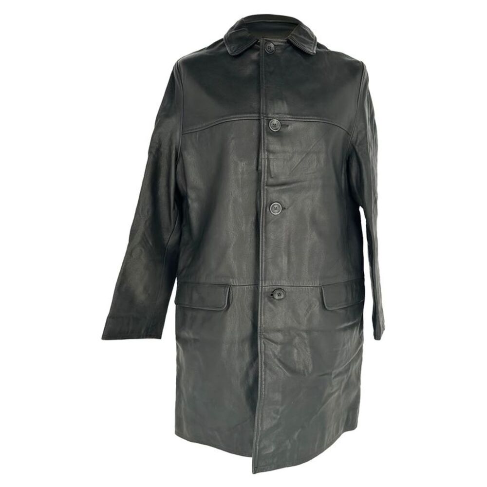 Ralph Lauren Single-Breasted Coat in Black Leather